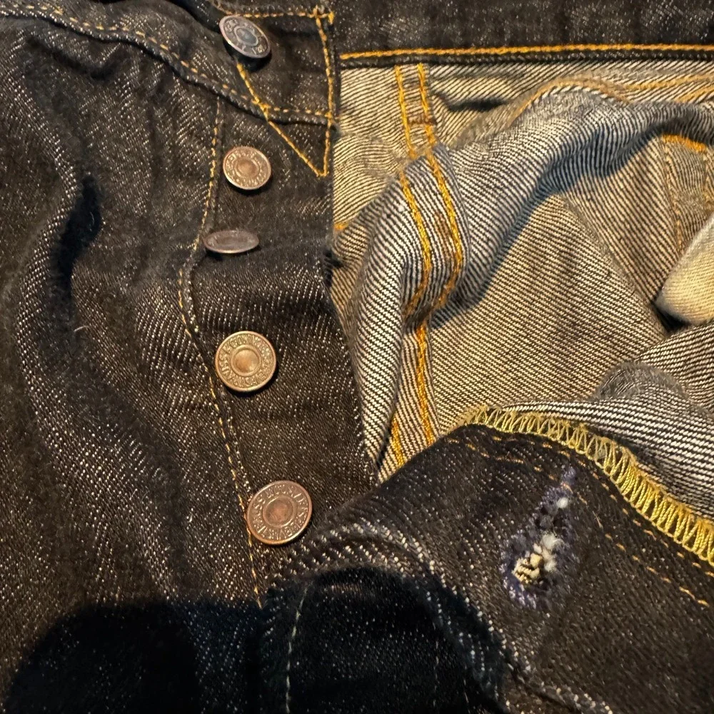 Levis 501 Jeans Men's 42X30 Straight Button‎ Fly Dark Wash Black Preppy Skater